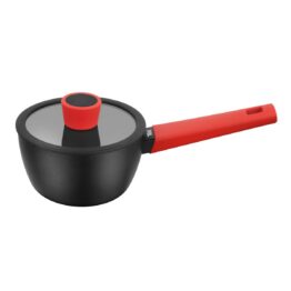 Puodas kepimui Raudonas 16 cm, su stikliniu dangčiu